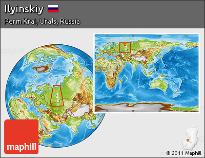 Physical Location Map of Ilyinskiy, highlighted parent region, within the entire country