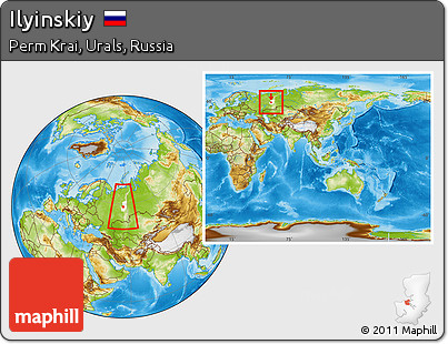 Physical Location Map of Ilyinskiy, highlighted parent region, within the entire country