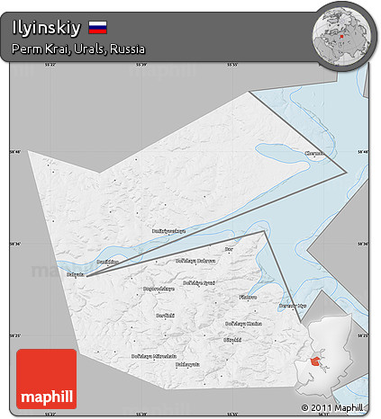 Gray Map of Ilyinskiy, single color outside