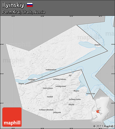 Gray Map of Ilyinskiy, single color outside