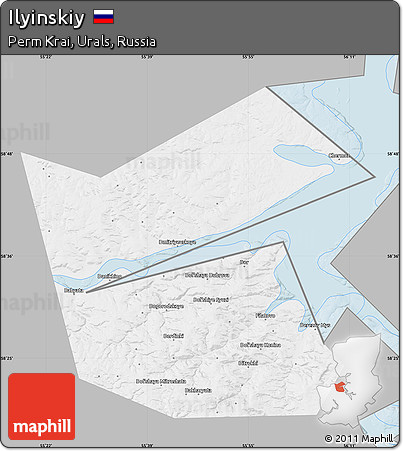 Gray Map of Ilyinskiy, single color outside