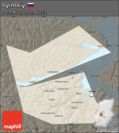 Shaded Relief Map of Ilyinskiy, darken
