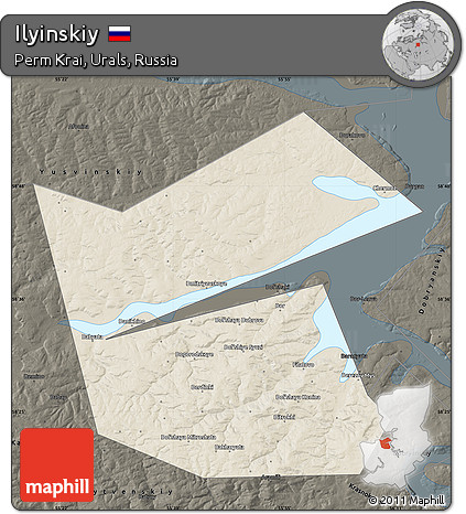 Shaded Relief Map of Ilyinskiy, darken