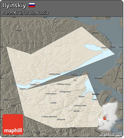 Shaded Relief Map of Ilyinskiy, darken