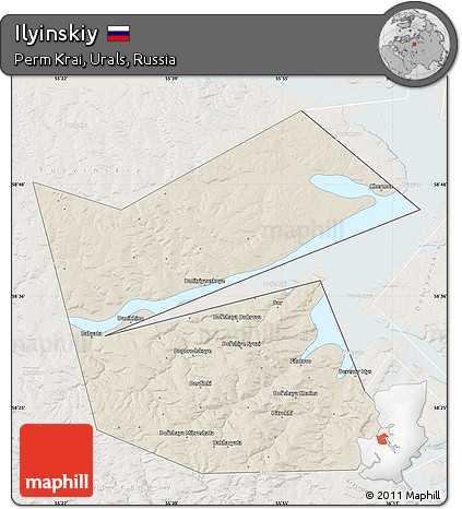Shaded Relief Map of Ilyinskiy, lighten