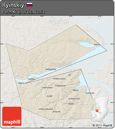 Shaded Relief Map of Ilyinskiy, lighten