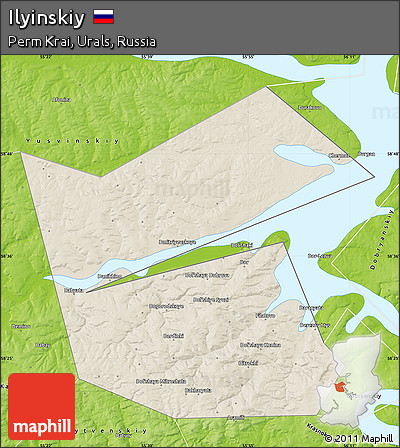 Shaded Relief Map of Ilyinskiy, physical outside