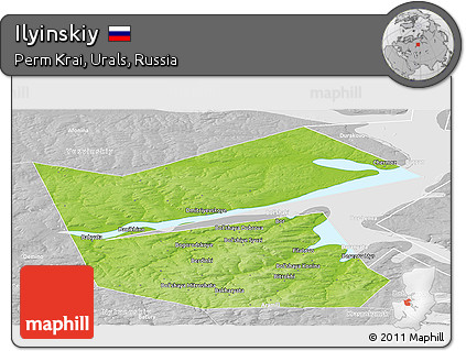 Physical Panoramic Map of Ilyinskiy, lighten, desaturated