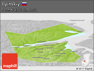 Physical Panoramic Map of Ilyinskiy, lighten, desaturated
