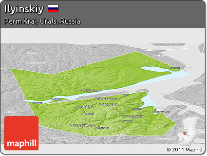Physical Panoramic Map of Ilyinskiy, lighten, desaturated
