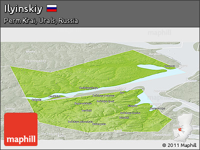 Physical Panoramic Map of Ilyinskiy, lighten, semi-desaturated