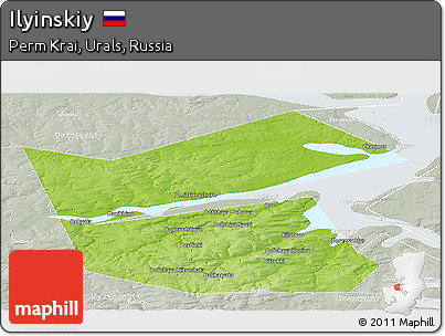 Physical Panoramic Map of Ilyinskiy, lighten, semi-desaturated