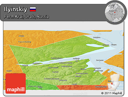 Physical Panoramic Map of Ilyinskiy, political outside