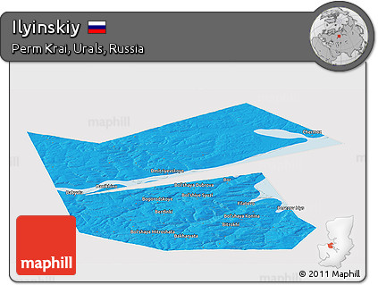 Political Panoramic Map of Ilyinskiy, cropped outside