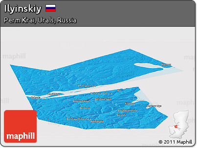 Political Panoramic Map of Ilyinskiy, cropped outside