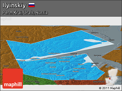 Political Panoramic Map of Ilyinskiy, darken