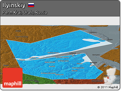 Political Panoramic Map of Ilyinskiy, darken