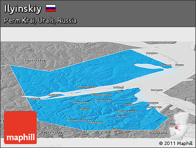 Political Panoramic Map of Ilyinskiy, desaturated