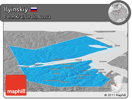 Political Panoramic Map of Ilyinskiy, desaturated