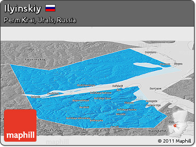 Political Panoramic Map of Ilyinskiy, desaturated