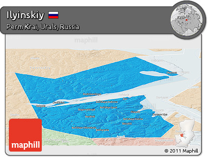 Political Panoramic Map of Ilyinskiy, lighten