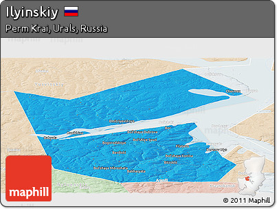 Political Panoramic Map of Ilyinskiy, lighten