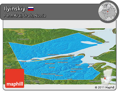 Political Panoramic Map of Ilyinskiy, satellite outside
