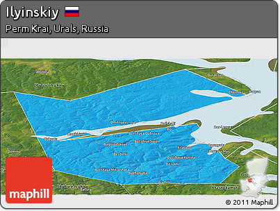Political Panoramic Map of Ilyinskiy, satellite outside