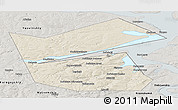 Shaded Relief Panoramic Map of Ilyinskiy, semi-desaturated