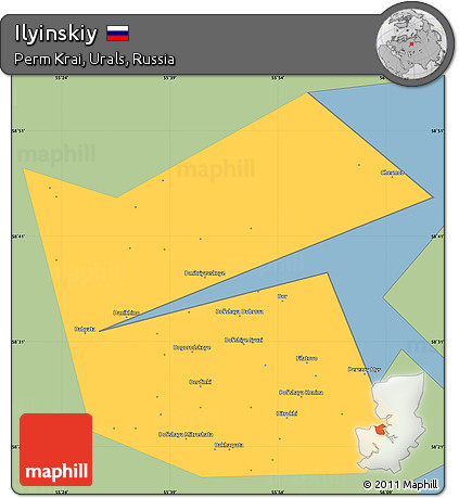 Savanna Style Simple Map of Ilyinskiy, single color outside