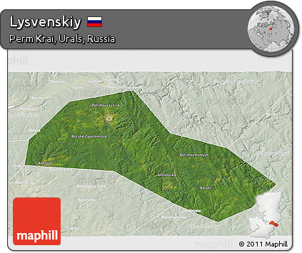 Satellite 3D Map of Lysvenskiy, lighten