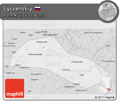 Silver Style 3D Map of Lysvenskiy