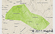 Physical Map of Lysvenskiy, shaded relief outside