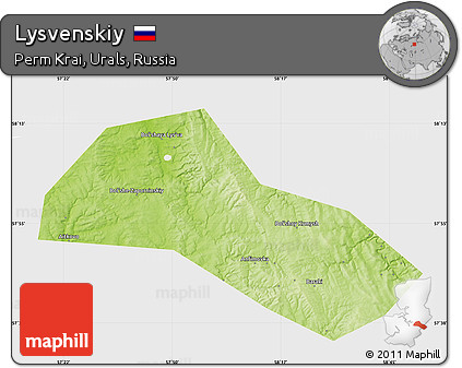 Physical Map of Lysvenskiy, single color outside