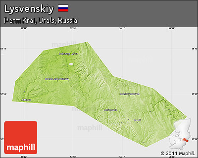Physical Map of Lysvenskiy, single color outside