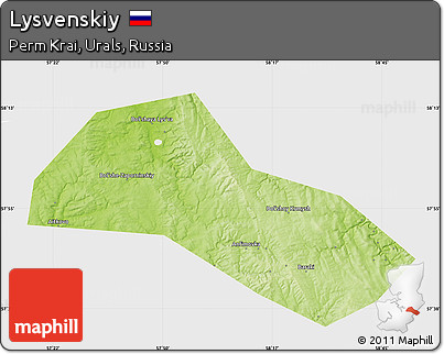 Physical Map of Lysvenskiy, single color outside