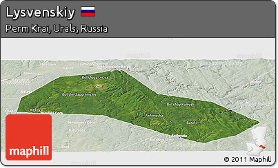 Satellite Panoramic Map of Lysvenskiy, lighten