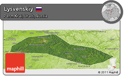 Satellite Panoramic Map of Lysvenskiy, physical outside