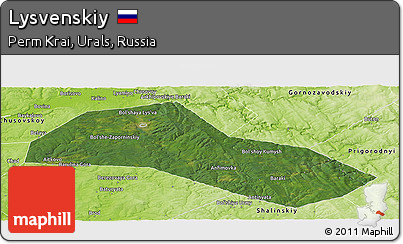 Satellite Panoramic Map of Lysvenskiy, physical outside
