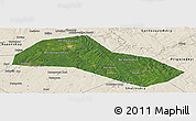 Satellite Panoramic Map of Lysvenskiy, shaded relief outside