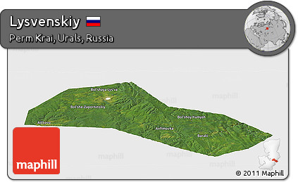 Satellite Panoramic Map of Lysvenskiy, single color outside