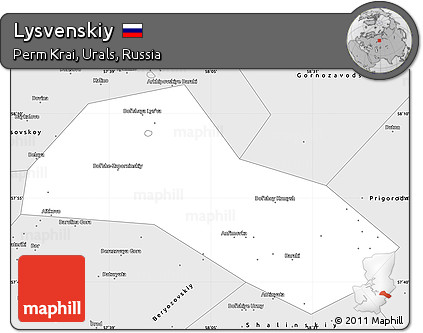 Silver Style Simple Map of Lysvenskiy
