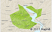 Physical 3D Map of Okhanskiy, shaded relief outside