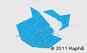 Political 3D Map of Okhanskiy, cropped outside