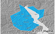 Political 3D Map of Okhanskiy, desaturated