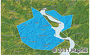 Political 3D Map of Okhanskiy, satellite outside