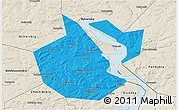 Political 3D Map of Okhanskiy, shaded relief outside