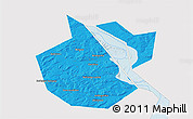 Political 3D Map of Okhanskiy, single color outside