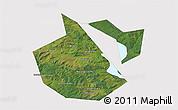 Satellite 3D Map of Okhanskiy, cropped outside