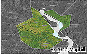 Satellite 3D Map of Okhanskiy, desaturated